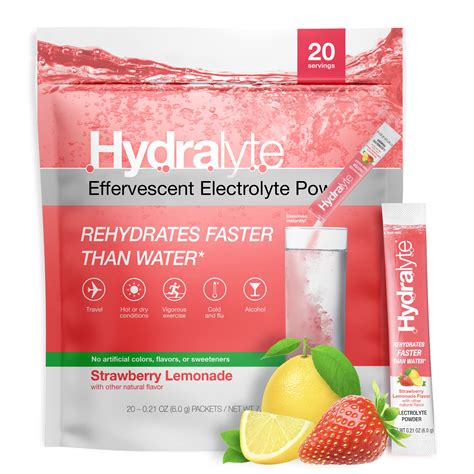 Buy Hydralyte Electrolyte Powder Packets Strawberry Lemonade Hydration Packets Easy Dissolve