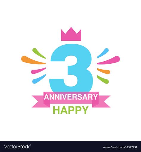 3rd Anniversary Colored Logo Design Happy Holiday Vector Image