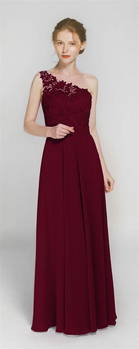 Deep Red Wine One Shoulder Fall Bridesmaid Dresses Tbqp363 Red