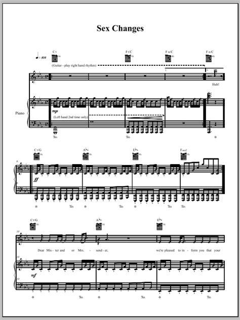 Sex Changes Sheet Music The Dresden Dolls Piano Vocal And Guitar