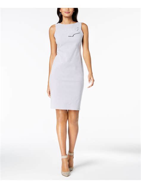 Calvin Klein Womens Light Blue Sleeveless Above The Knee Sheath Dress 10 Ebay