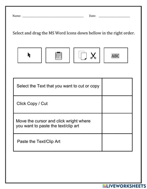 Microsoft Word Activity Worksheet Live Worksheets