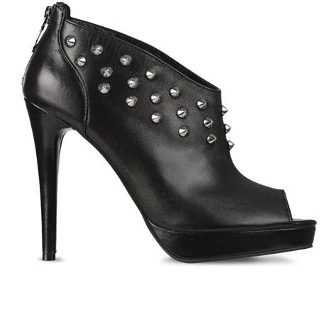Love Moschino Womens Studded Heeled Ankle Boots Black Free Uk