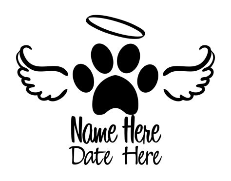 In Memory Of Dog Decal With Paw And Angel Wings Dog Memorial Tattoos
