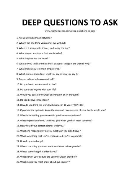 Fun questions to ask, Deep questions, Deep questions to ask