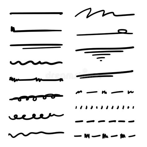 Set Of Handmade Lines Brush Lines Underlines Hand Drawn Collection