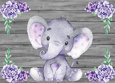Laeacco Cute Purple Elephant Backdrops 7x5ft Polyester Photography
