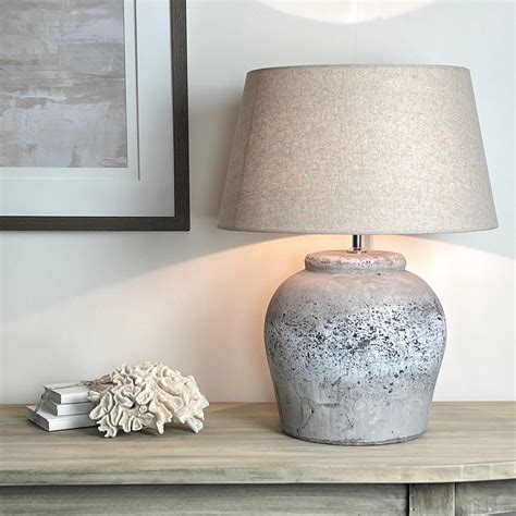 Grey Stone Effect Etna Aged Ceramic Table Lamp Cowshed Interiors