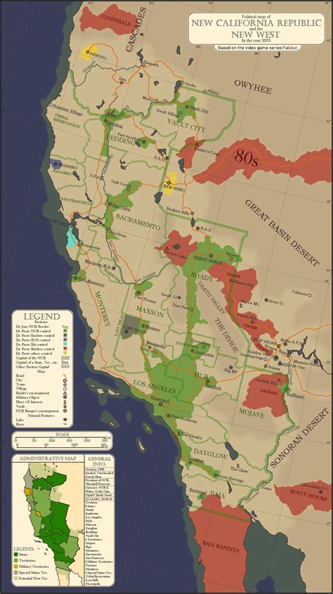 Fallout Political Map Of The New California Republic And The New