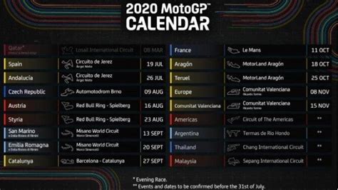 Road racing world championship season. Jadwal Resmi Terbaru MotoGP 2020, Ada 13 Seri, Balapan ...