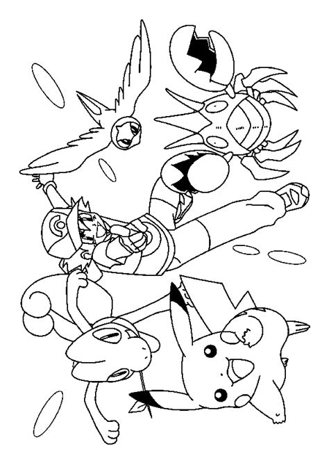 Coloriage Sacha et ses Pokémons