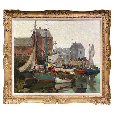 Early 20th Century Framed Oil On Canvas Painting Low Waters Signed A