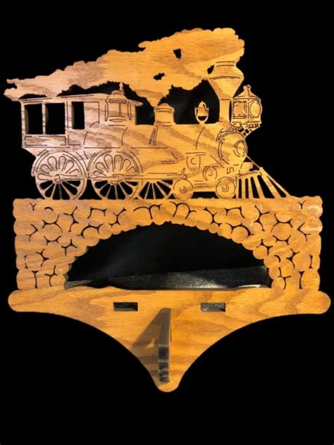Rare Detail Scroll Saw Handmade Wood Train Locomotive Vintage Wall