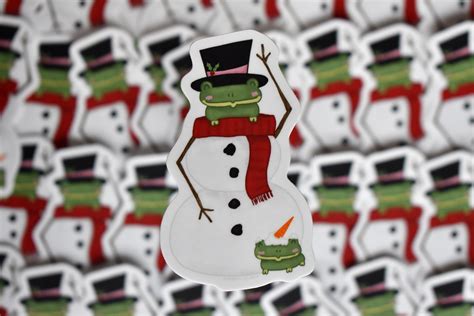Frogs And A Snowman Sticker Etsy