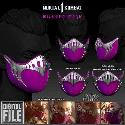 mortal kombat 1 mileena mask cosplay 2023 3d model 3d printable cgtrader