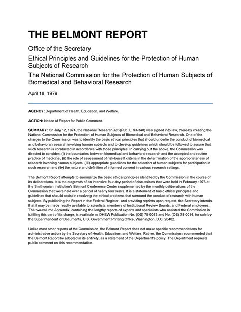 Informe Belmont Apuntes De Bioetica THE BELMONT REPORT Office Of