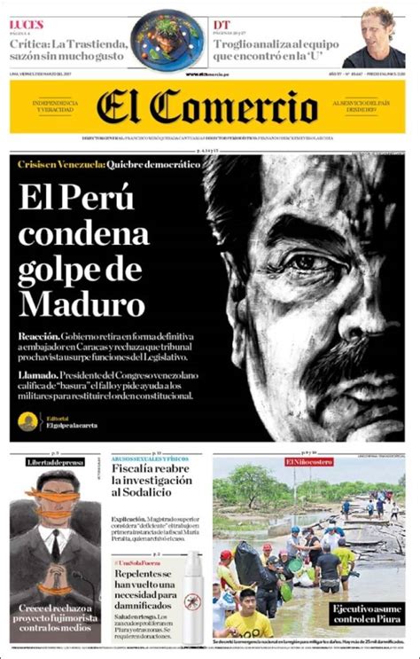 Newspaper El Comercio Peru Newspapers In Peru Fridays Edition