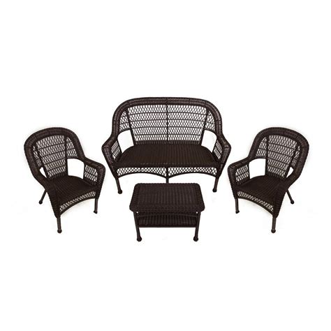 Lb International 4 Piece Resin Wicker Patio Furniture Set And Reviews