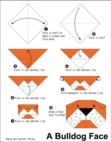 Origami Bulldogog(face) | Origami easy, Origami monkey ...