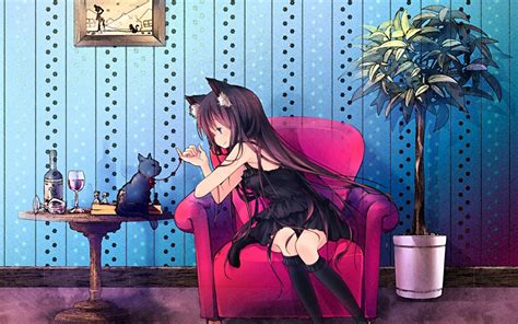 anime cute cat girl wallpapers wallpaper cave