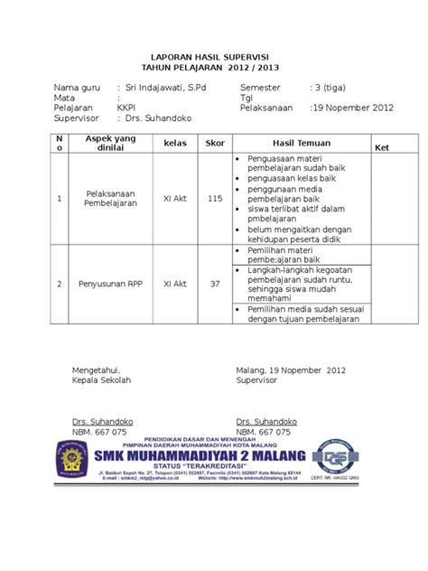 Contoh laporan studi kelayakan bisnis usaha laundry via laporan7.blogspot.com. Contoh Laporan Hasil Supervisi Kepala Sekolah Terhadap ...