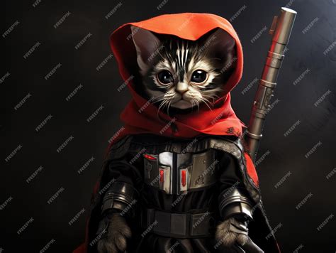 Premium Ai Image Photograph Of A Kitten In Star Wars Movie Jedi Sith