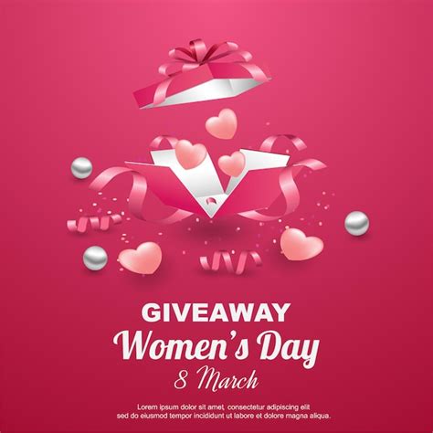 Premium Vector Happy Womens Day Giveaway With Open T Box