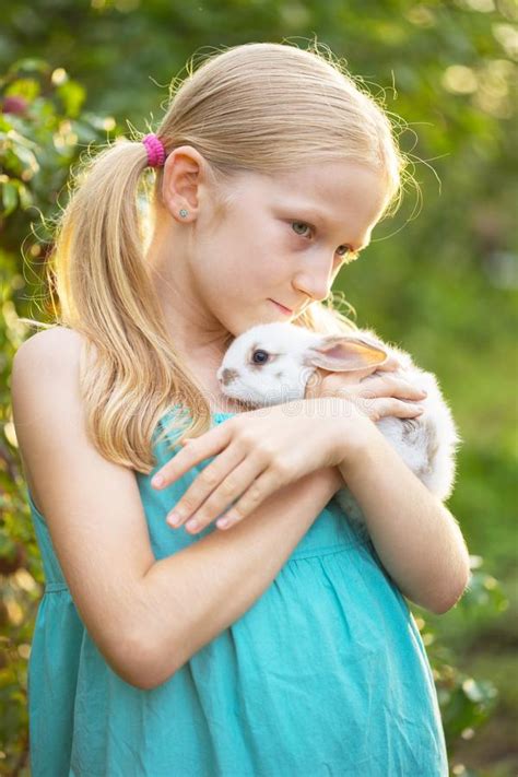 Girl And Rabbit Stock Image Image Of Rabbit Lifestyle 131010223