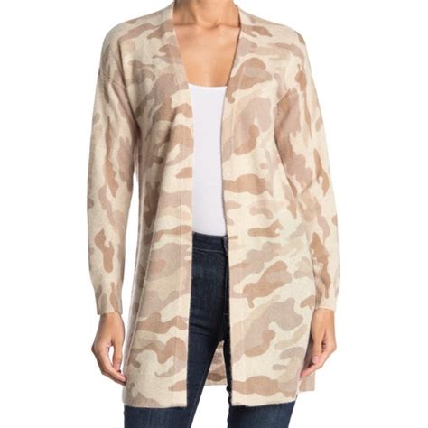 Magaschoni Sweaters Magaschoni Camo Open Front Long Cashmere