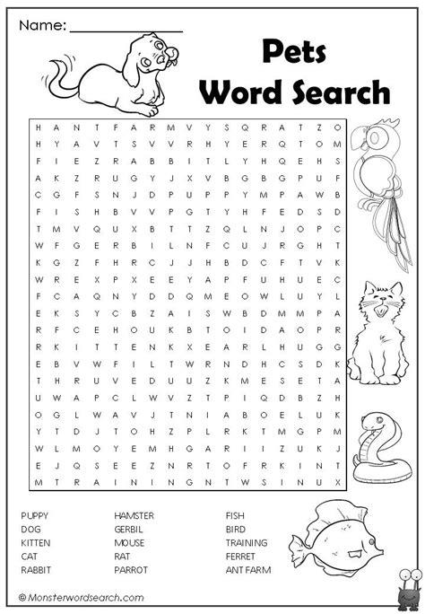 Printable Word Search For Kids Age 10
