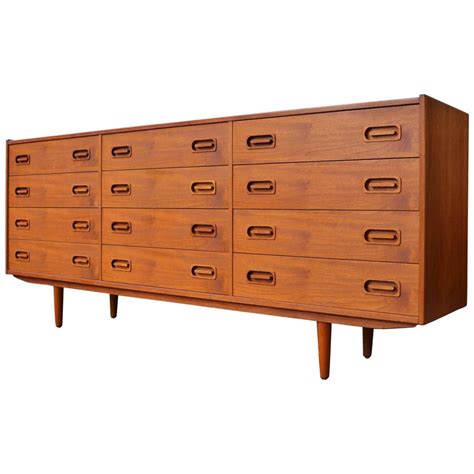 Danish Teak Large 12 Drawer Dresser Or Chest Of Drawers By Dyrlund At