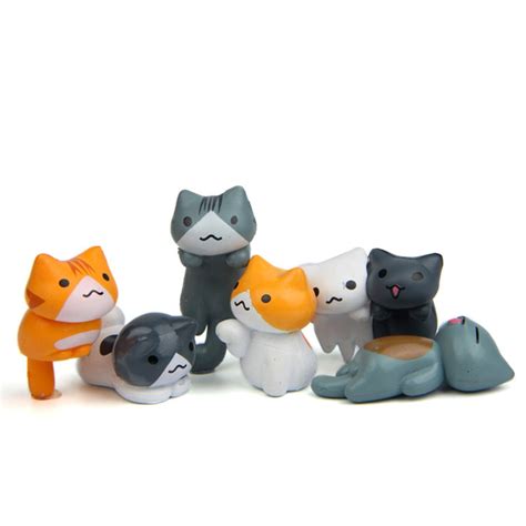 6pcslot Chis Sweet Home Cat Cats Figures Toys Diy Resin Cat Action