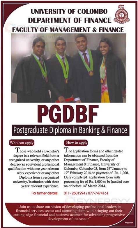 Postgraduate Diploma In Banking And Finance Of University Of Colombo