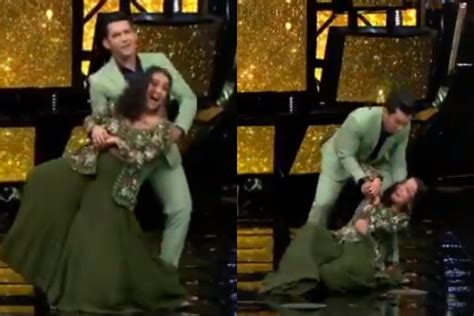 Indian Idol 12 When Neha Kakkar Fell On Stage While Dancing With Aditya Narayan