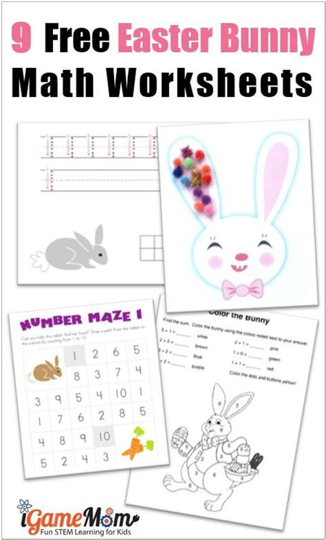 Download the free printable counting lessons easter math worksheets. 9 Free Bunny Math Printable Worksheets for Kids