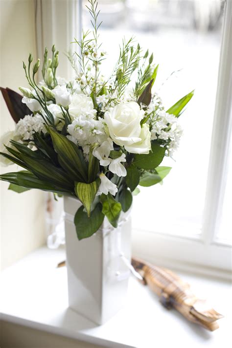 Bouquet Of White Flowers On Sunny Window Sill 9095 Stockarch Free