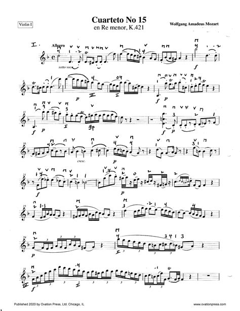 Mozart Quartet In D Minor K 421 For Intermediate String Quartet