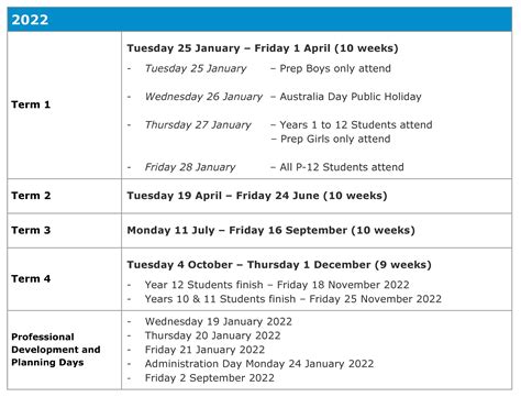 School Times And Term Dates