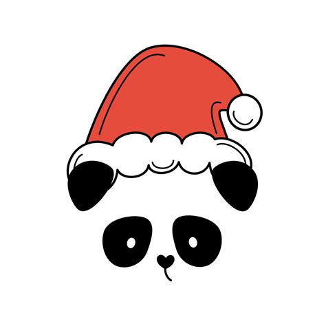 Cute Cartoon Character Panda Bear With Santa Claus Hat Christmas Vector
