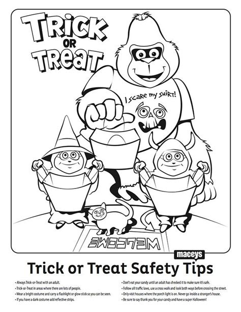 Trick-or-Treat Safety and Coloring Page | Halloween safety, Halloween