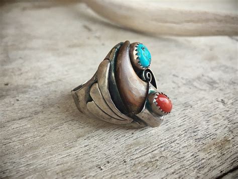 Mens Ring Vintage Turquoise Ring Sterling Silver Native American Indian Jewelry Navajo Ring