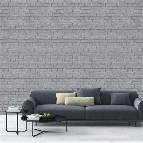 Glitter Brick Grey Brick Wallpaper Wallpaper Decor Front Room