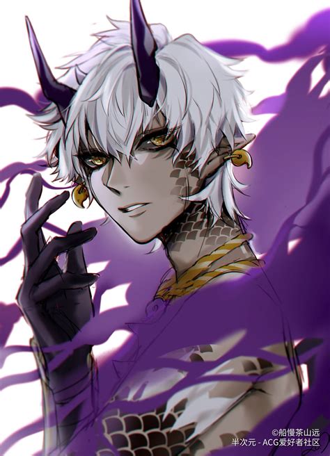 Onmyoji Anime White Hair Boy Anime Boy Hair Anime Demon Boy Dark