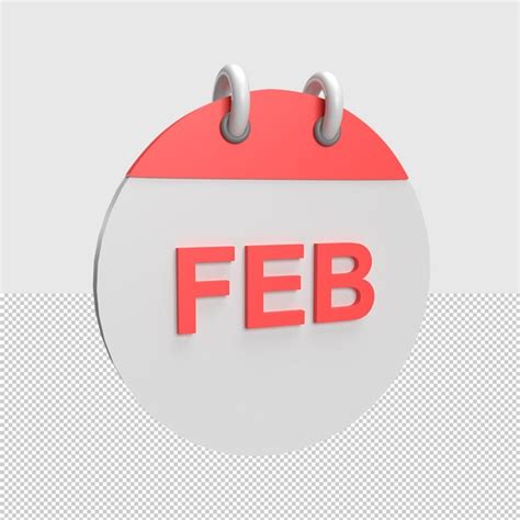Premium Psd 3d February Calendar Rendered Object Illustration