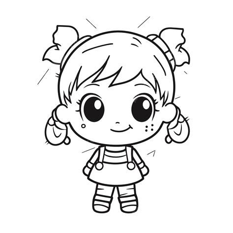 Cute Kids Coloring Pages Of The Little Girl Outline Sketch Drawing