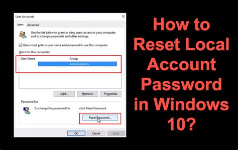 How To Reset Local Account Password In Windows 10 Webnots