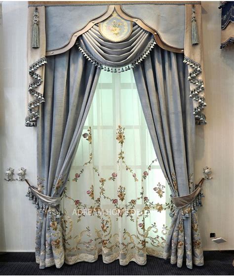 The black color curtain is an unusual choice as this color is identical with a scary atmosphere. Velvet Embroidered Swag And Tails Curtains,Curtains With ...