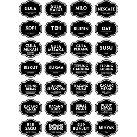 Pcs Sticker Dapur Label Kitchen Label Sticker Transparent