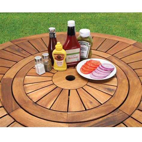 If you don't use an umbrella you can skip that step. The Lazy Susan Outdoor Table Set | Outdoor table settings ...