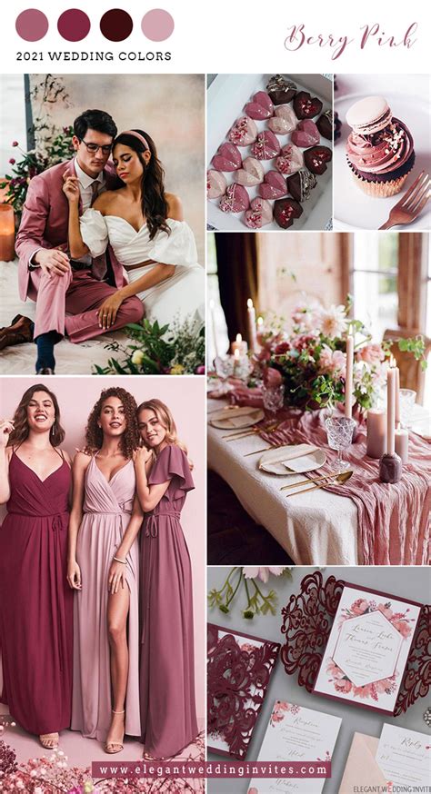 berry pink and burgundy stylish micro wedding wedding color trend 2021 wedding trends color